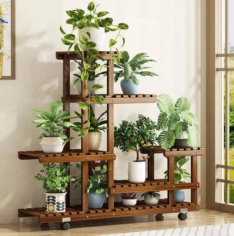 6 Tier Wooden Plant Stand for Indoor and Outdoor Use