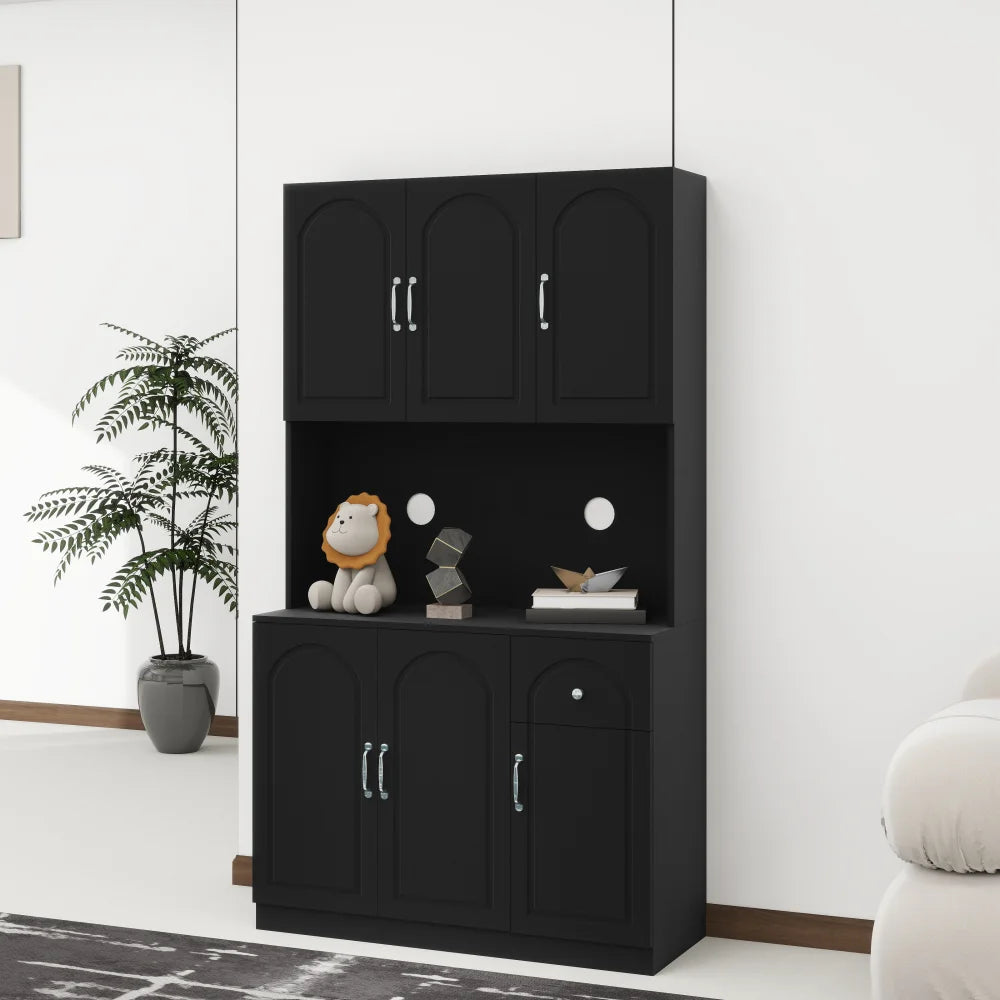 71 Inch Kitchen Pantry Cabinet With Microwave Countertop