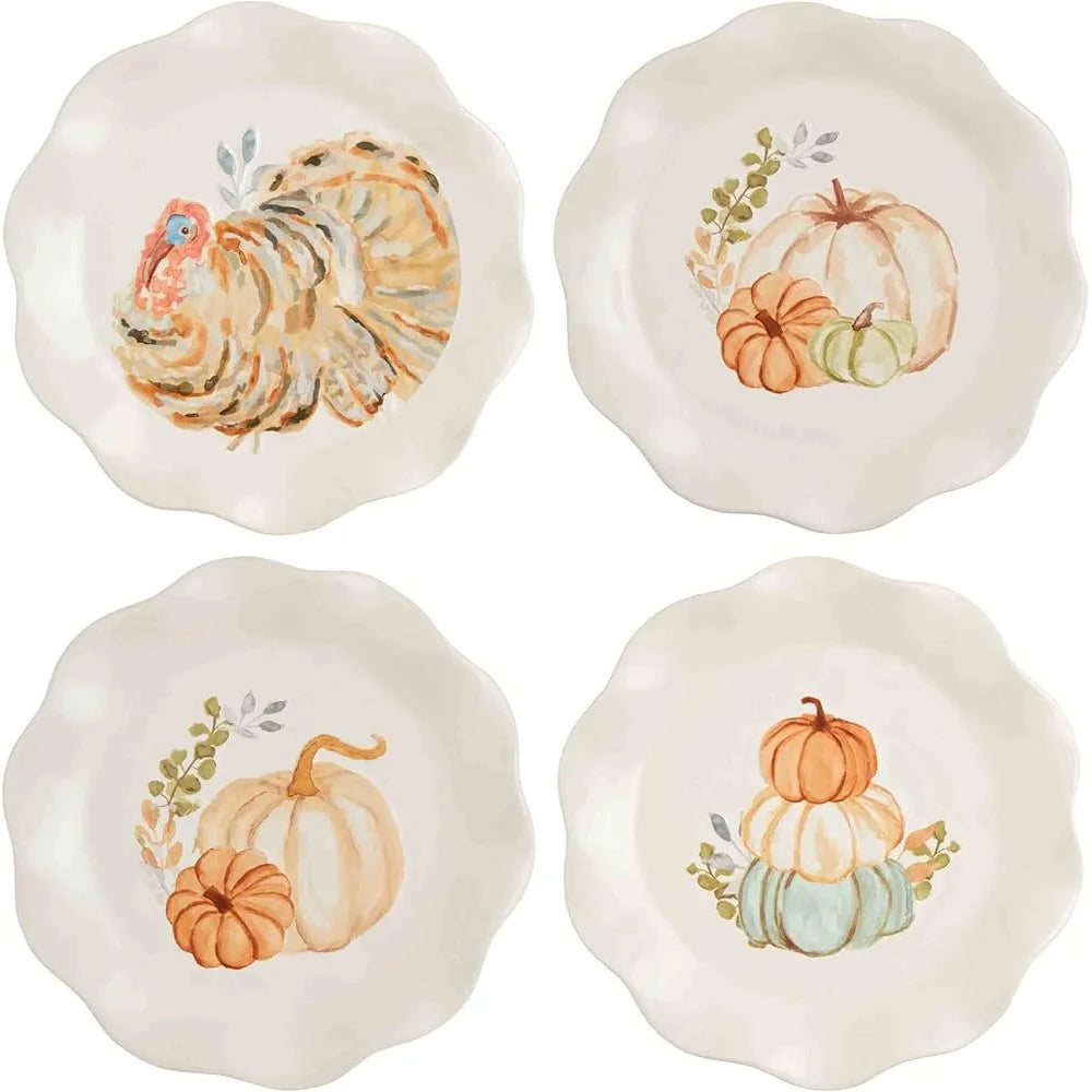 Thanksgiving Stacked Pumpkins Ceramic Stoneware Salad Plate