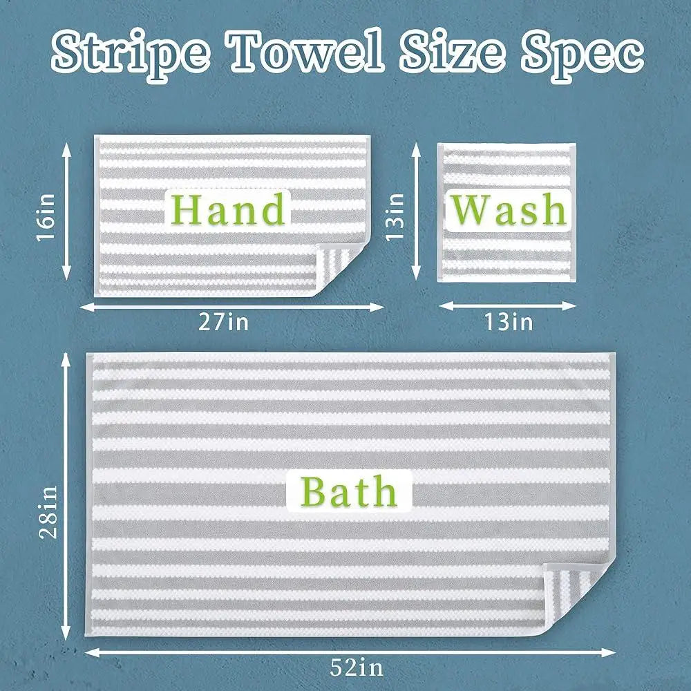 6 Piece Cotton Towel Set Quick Dry Absorbent Waffle Design