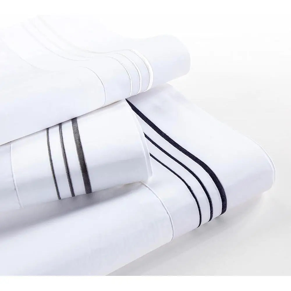 4 Piece Super King Cotton Sheet Set 350 TC Gold Border Soft