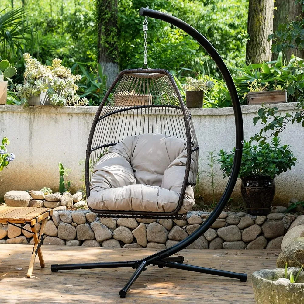 Outdoor Egg Swing Chair with Stand for Relaxation