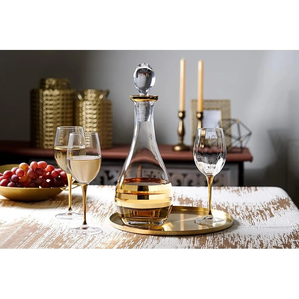 Lead Free Crystal Goblets Elegant Gold Stem Set of 6