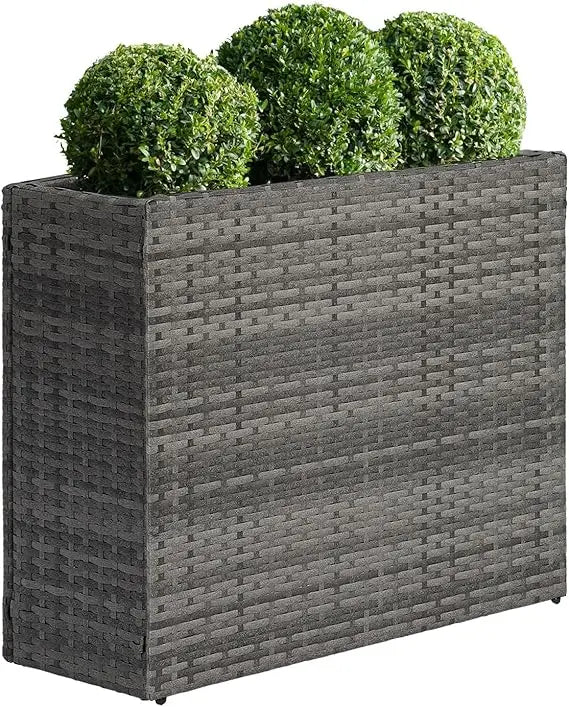 Tall Rectangular Planter With Removable Liner PE Rattan