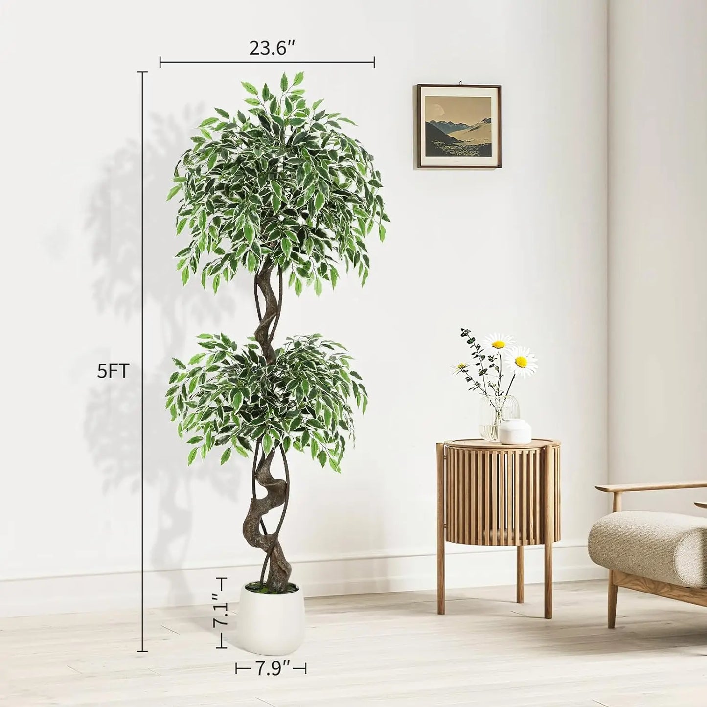 HiMISS Artificial Ficus Tree Indoor Outdoor Decor Moss