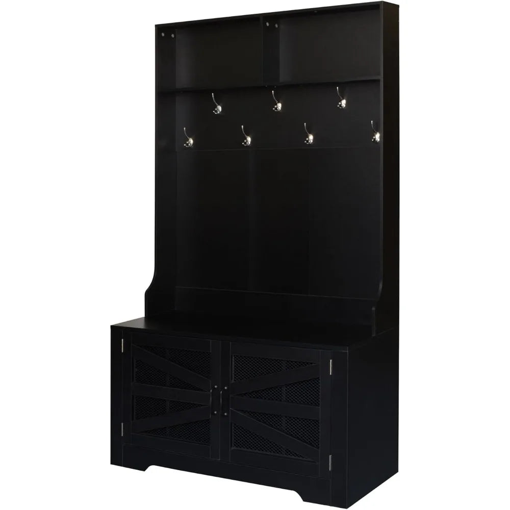 Modern Hall Tree With Bench Coat Rack And Storage Unit