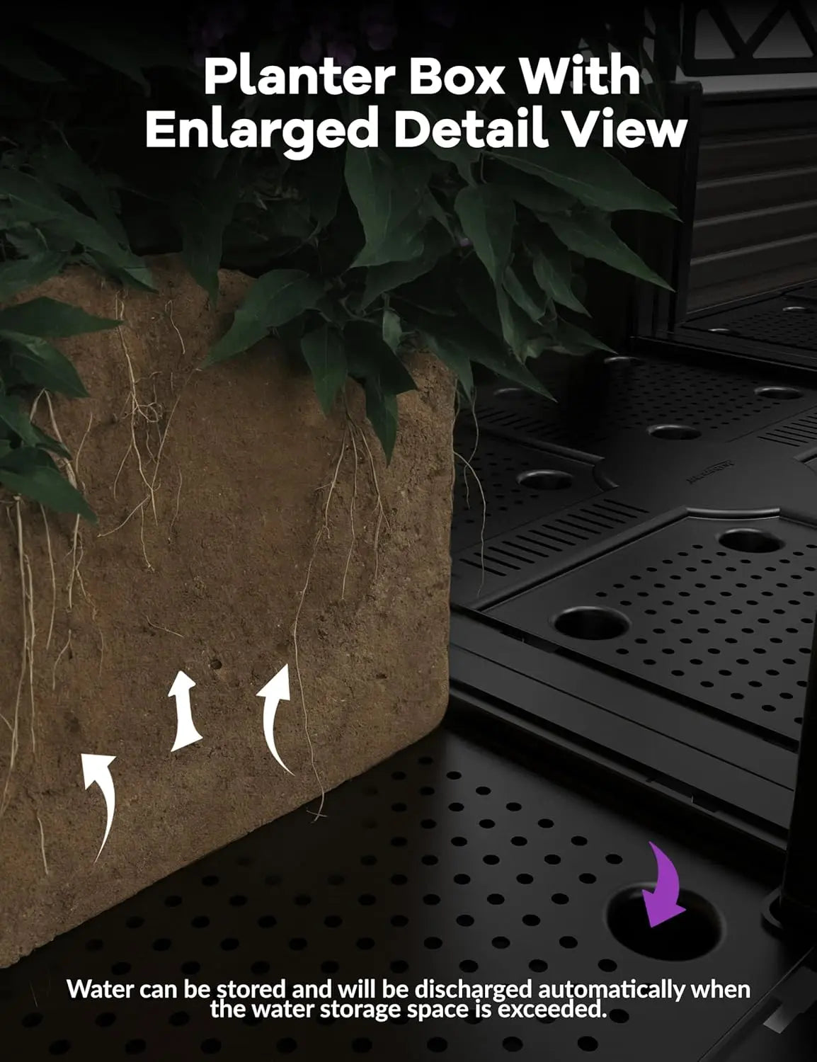 Plastic Plant Box with Metal Trellis for Outdoor Privacy
