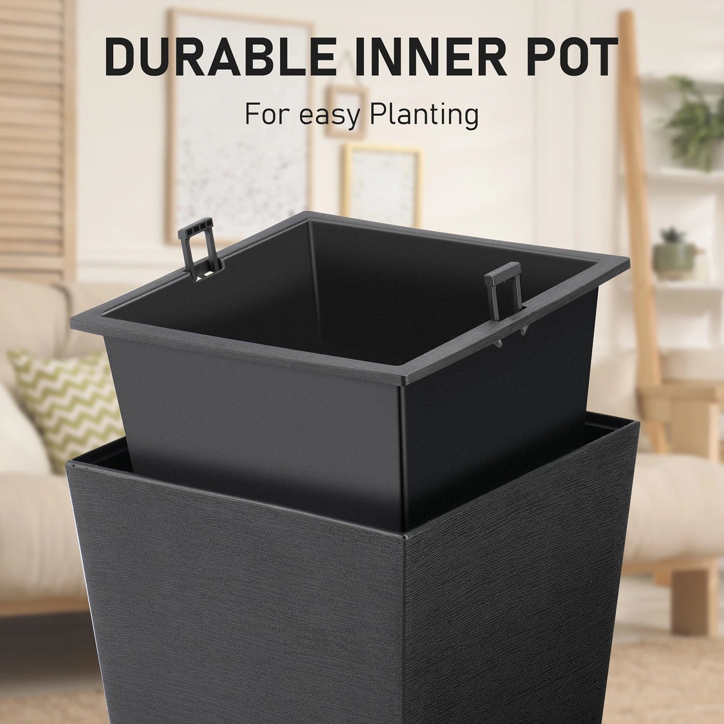 Twenty Two Point Six Inch Square Plastic Plant Pots