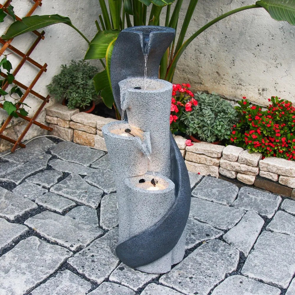 Waterfall Fountain Outdoor Garden S Shaped Water Feature