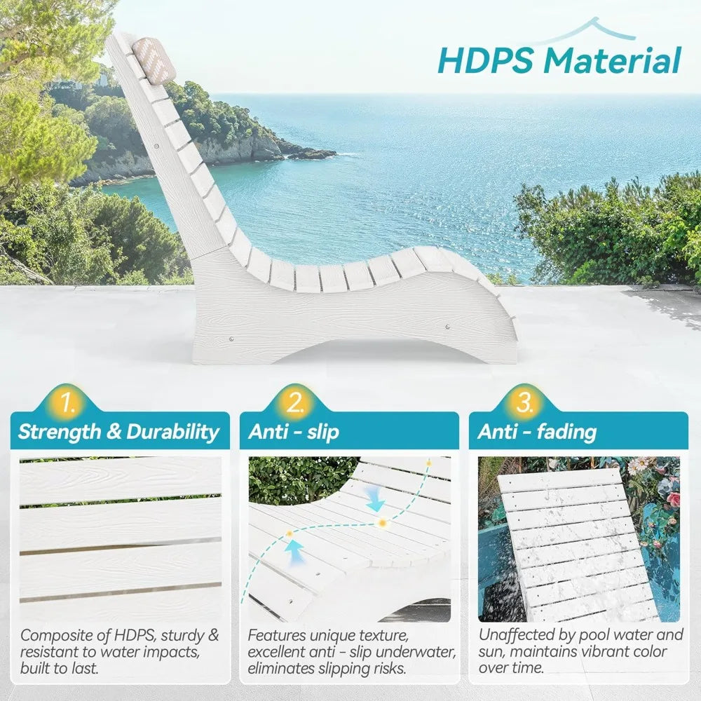 HDPS Pool Lounge Chairs Set of 2 with Headrests for Pools