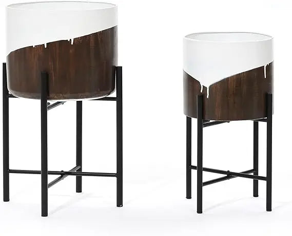 LuxenHome Mid Century Planters Set of 2 for Indoor Plants
