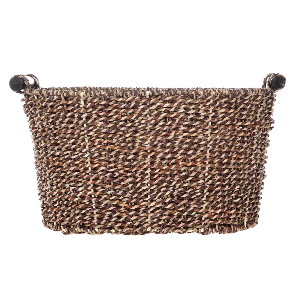 Brown Oval Seagrass Storage Basket For Home Organization