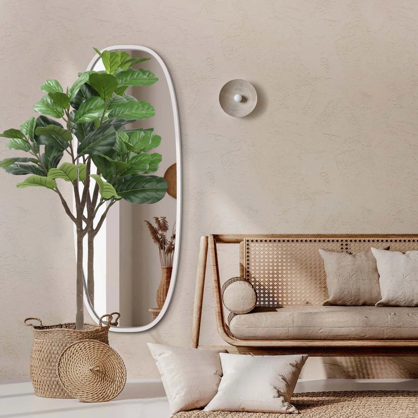 HiMIS Fiddle Leaf Fig Tree In Pot With Realistic Leaves