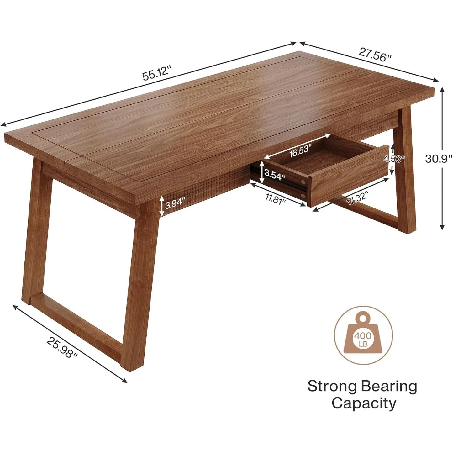 Modern Rectangular Dining Table with Storage Drawer for 4-6 People