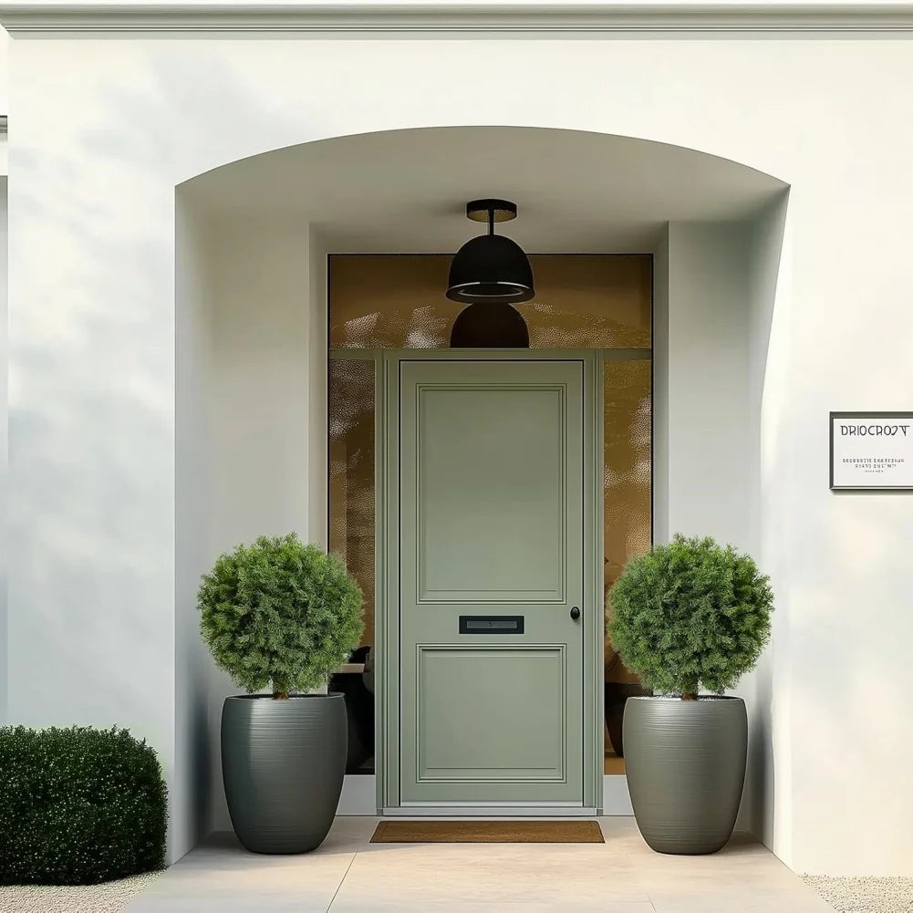 HiMISSH Cedar Topiary Balls In Pots For Front Door Decor