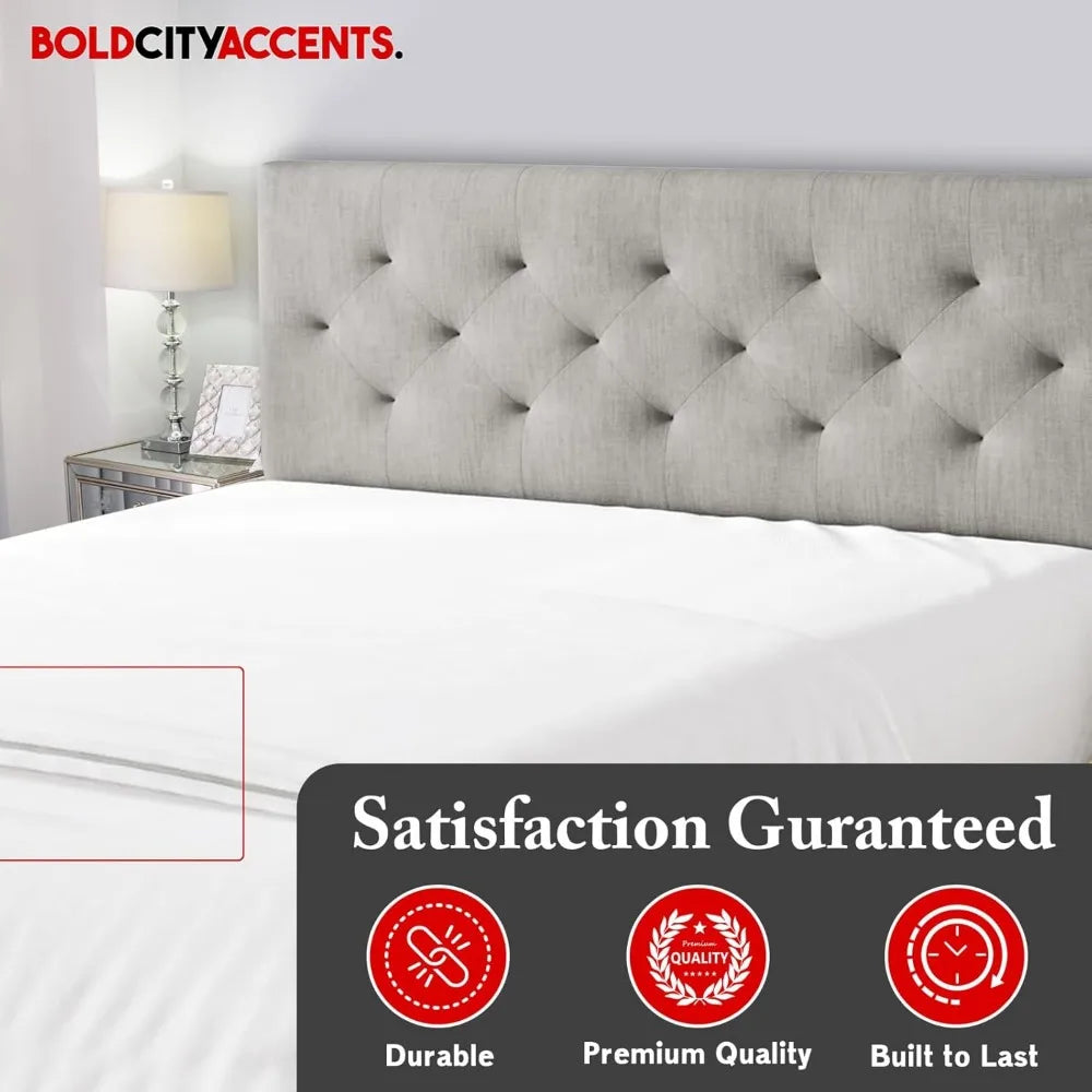 Mid Rise Diamond Tufted Headboard Queen Adjustable Height
