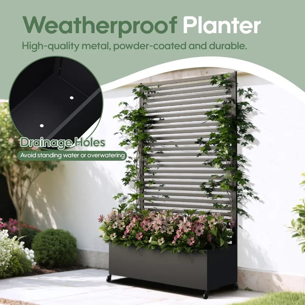 Metal Planter Box with Trellis for Ultimate Privacy