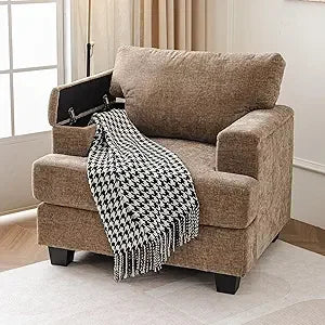 Oversized Accent Chair With Armrest Organizer Cushioned