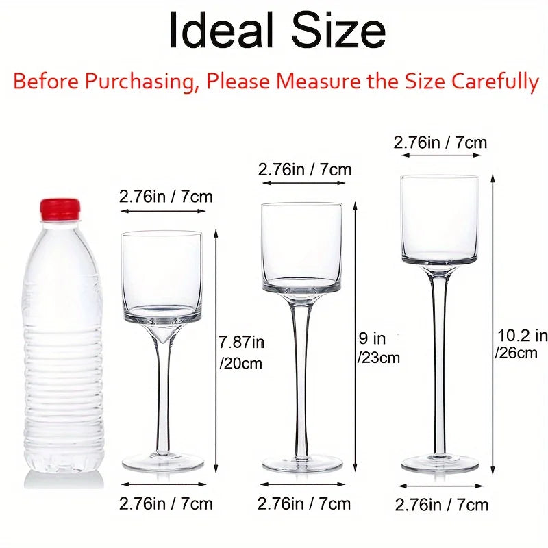 Set Of 3 Glass Tall Tea Light Candle Holders For Wedding