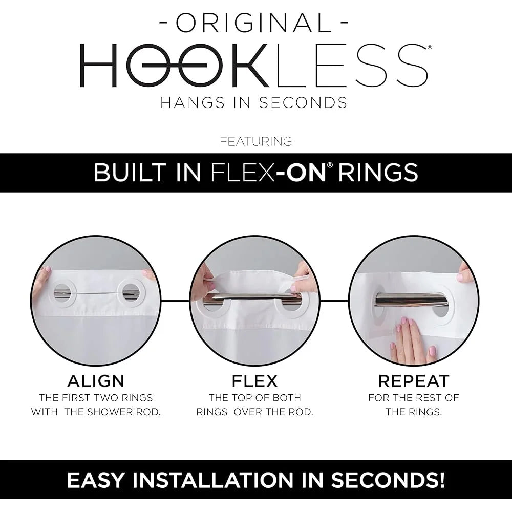 3 In 1 Shower Curtain Window Snap In Liner Flex On Rings