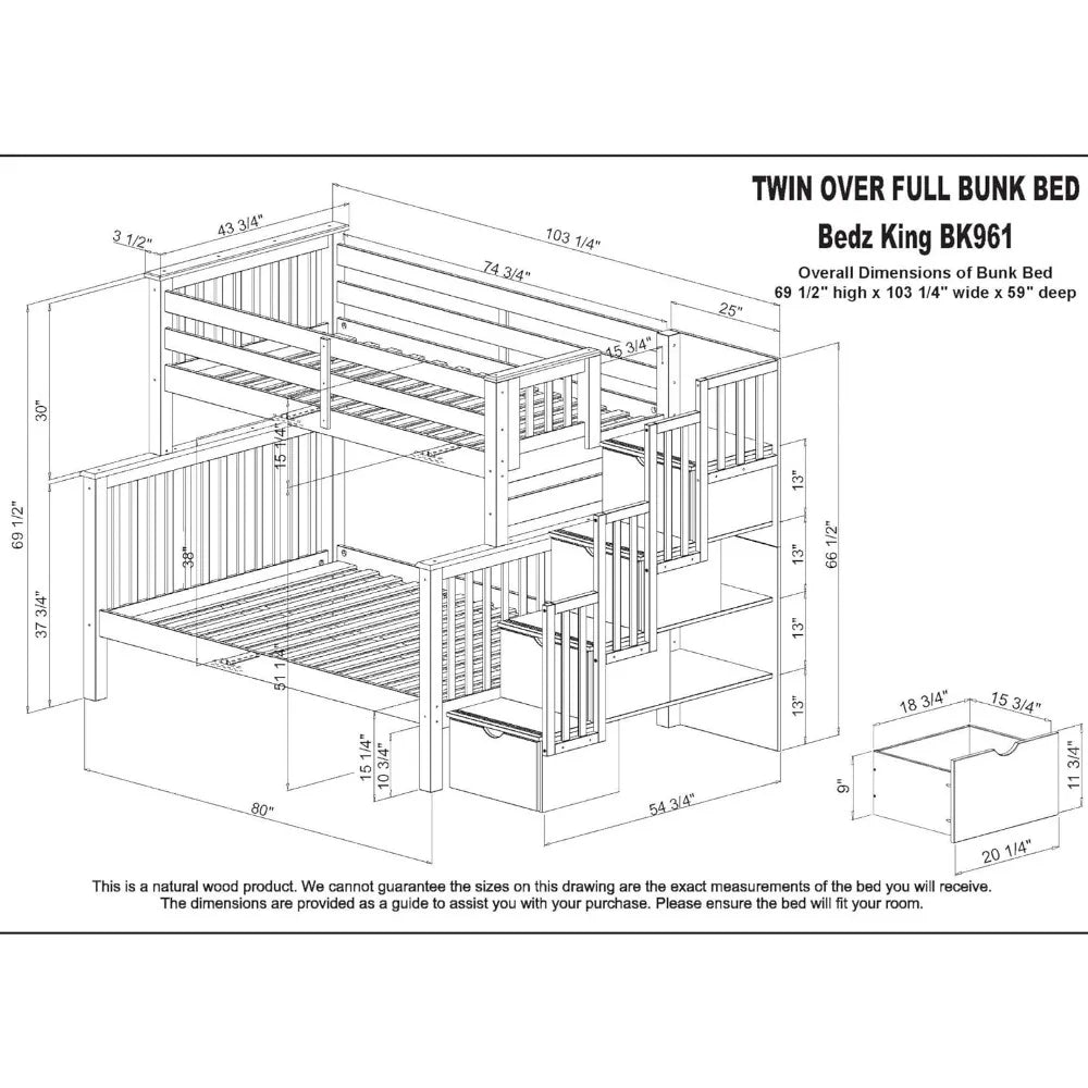 Stairway Bunk Bed Twin Over Full With 4 Drawers White