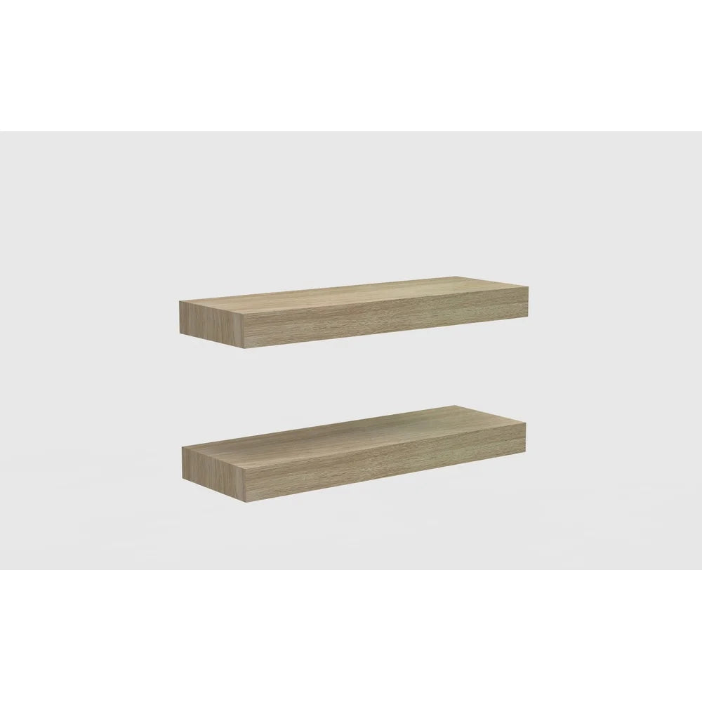 Natural Wood Floating Shelves Set Of 2 For Wall Decor