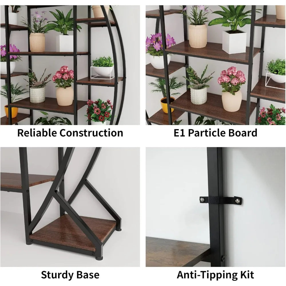 70 Inch Tall 5 Tier Indoor Industrial Half Moon Plant Stand