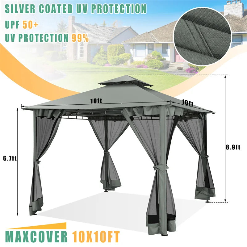 Ten By Ten Gazebo With Coldproof Curtains Metal Frame