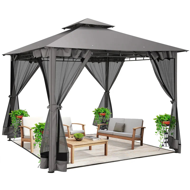 Ten By Ten Gazebo With Coldproof Curtains Metal Frame