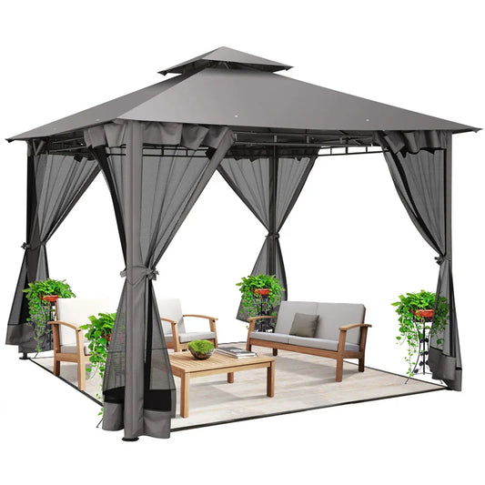 Ten By Ten Gazebo With Coldproof Curtains Metal Frame