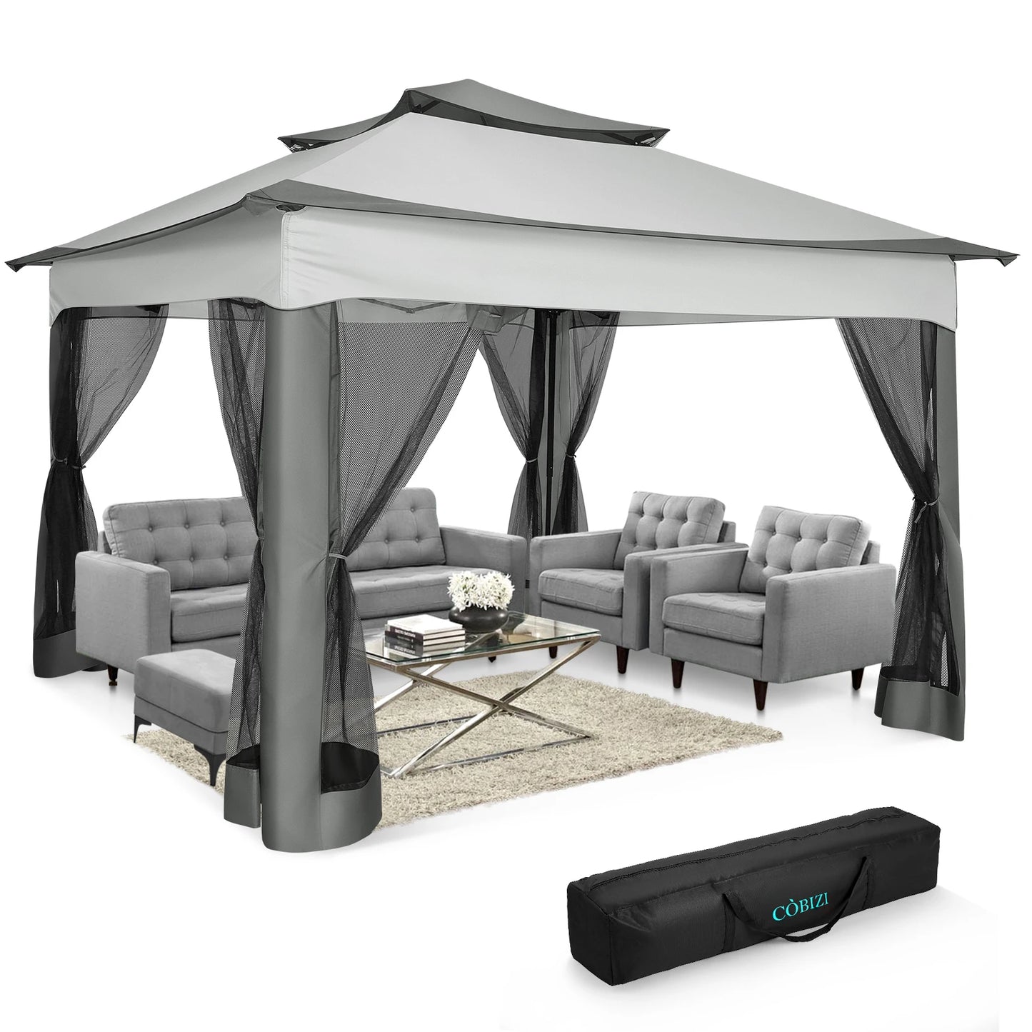 12x12 Pop Up Gazebo With Mosquito Netting Carry Bag