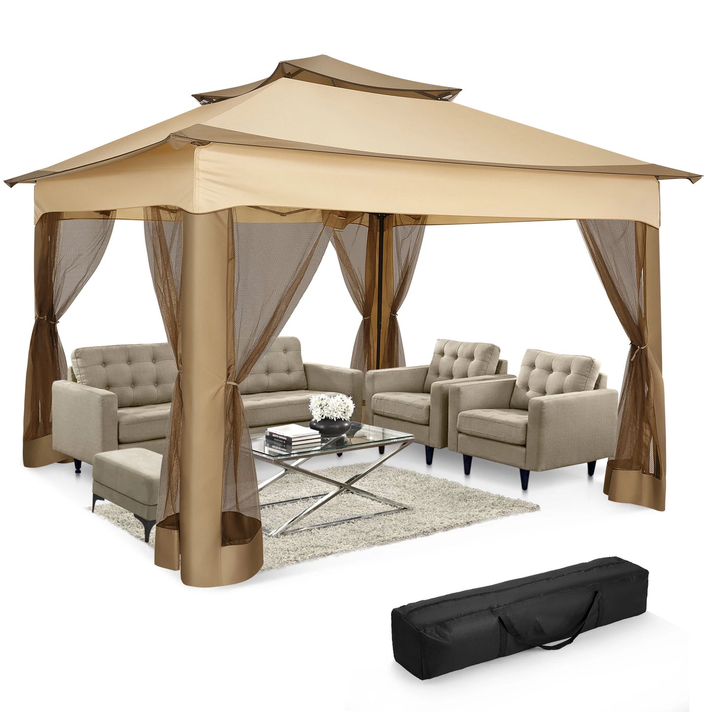 12x12 Pop Up Gazebo With Mosquito Netting Carry Bag