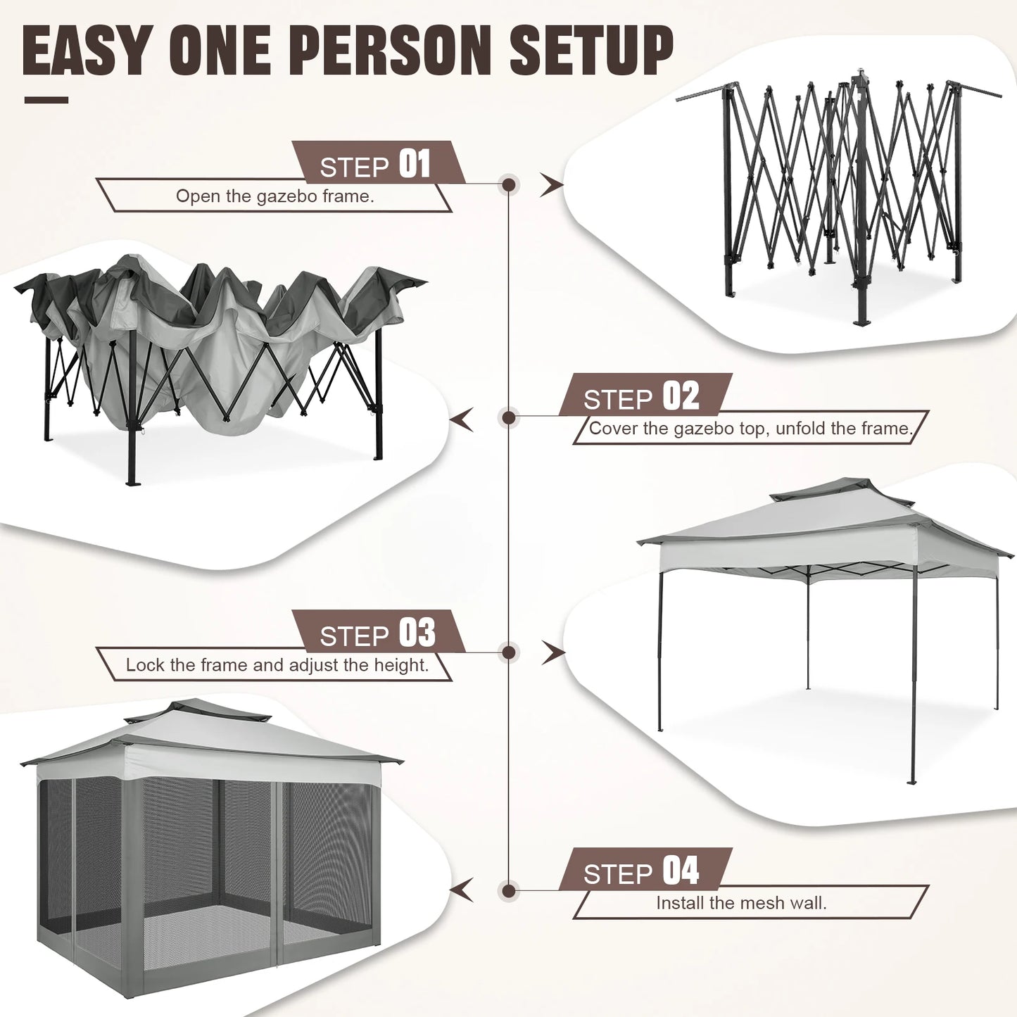 12x12 Pop Up Gazebo With Mosquito Netting Carry Bag
