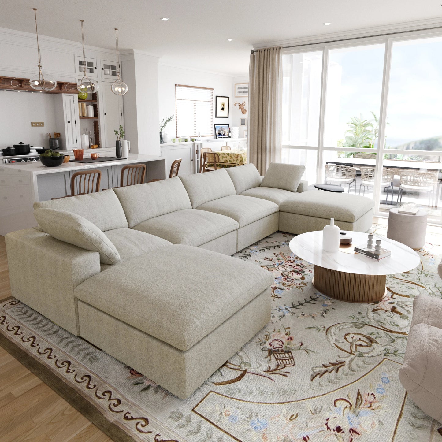 Modular Convertible Cloud Couch U Shaped 6 Seat Sofa