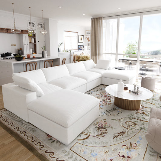 Modular Convertible Cloud Couch U Shaped 6 Seat Sofa