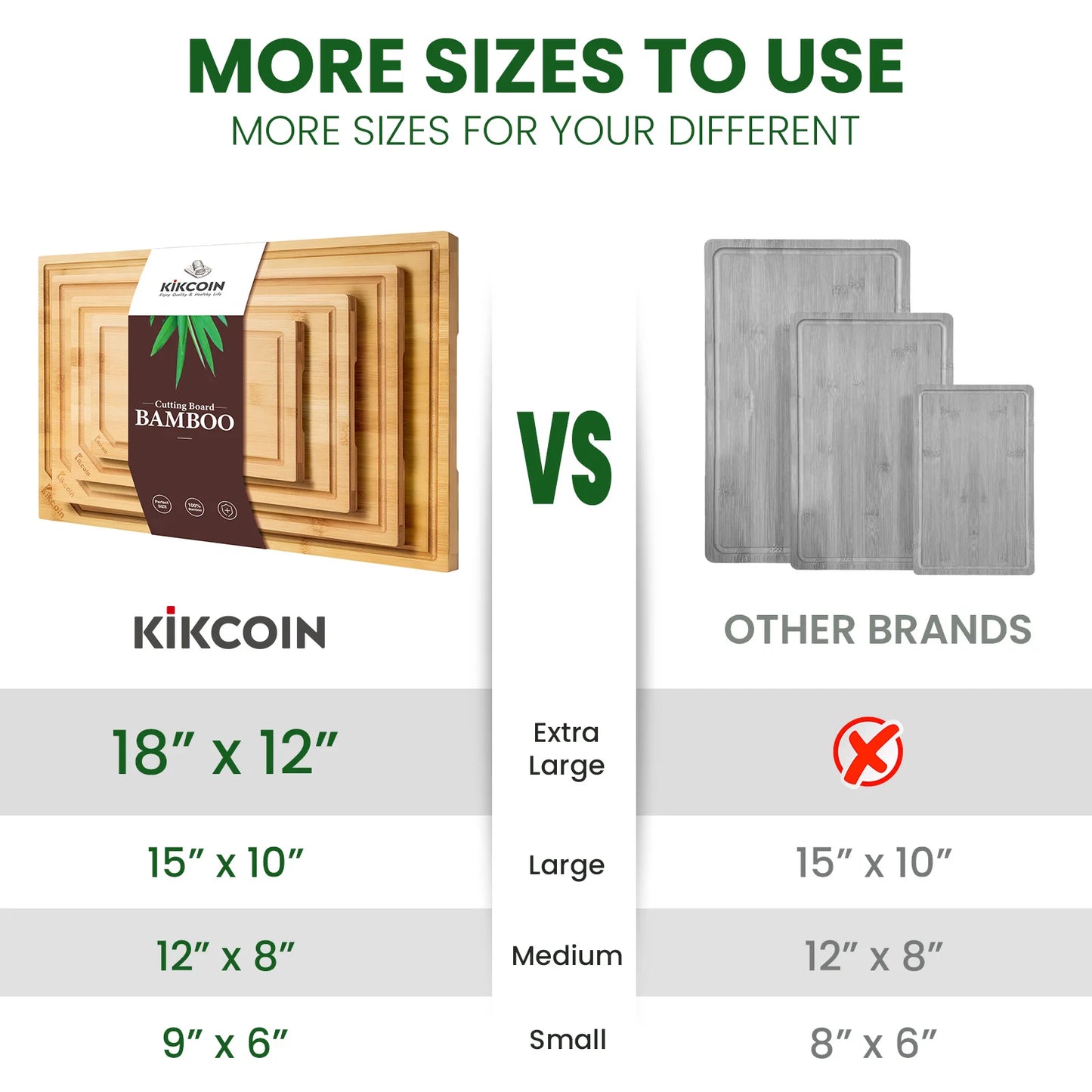 Extra Large Bamboo Cutting Board Set with Juice Groove and Easy Handle