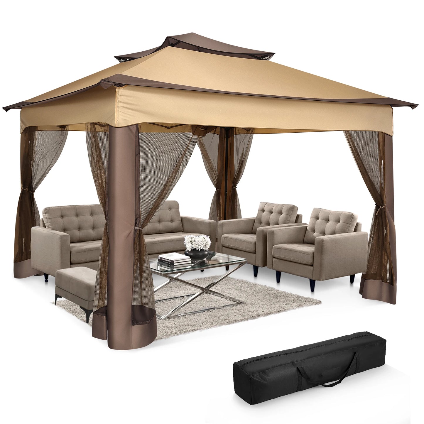 12x12 Pop Up Gazebo With Mosquito Netting Carry Bag