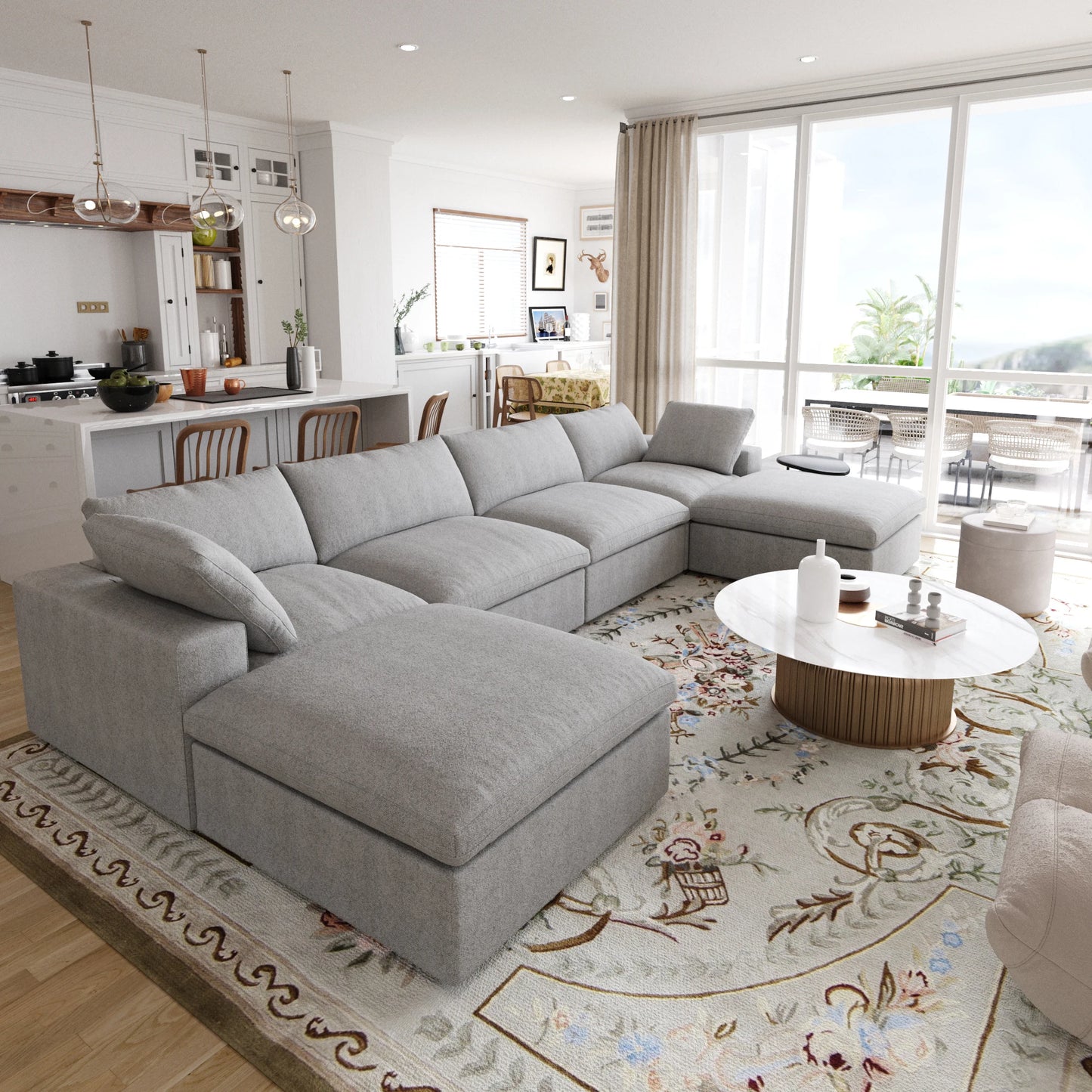 Modular Convertible Cloud Couch U Shaped 6 Seat Sofa