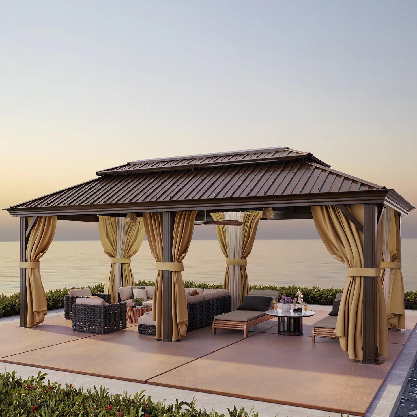 12x20 Premium Hardtop Gazebo With Galvanized Steel Roof