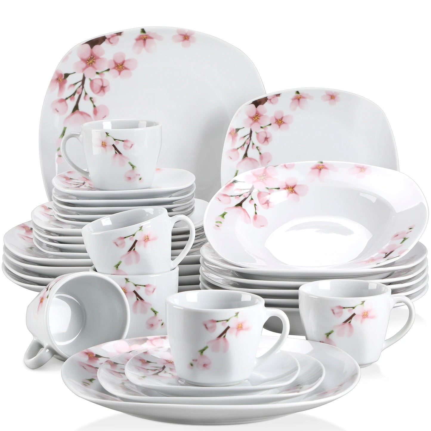 Malacas Annie Porcelain Dinnerware Set Plates Cups Saucers