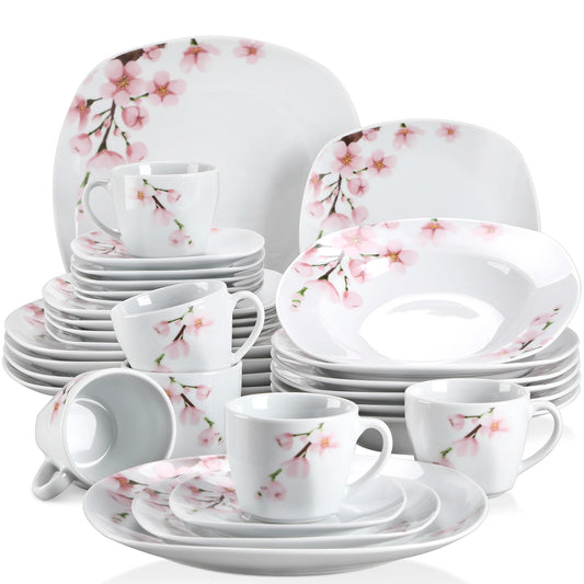 Malacas Annie Porcelain Dinnerware Set Plates Cups Saucers