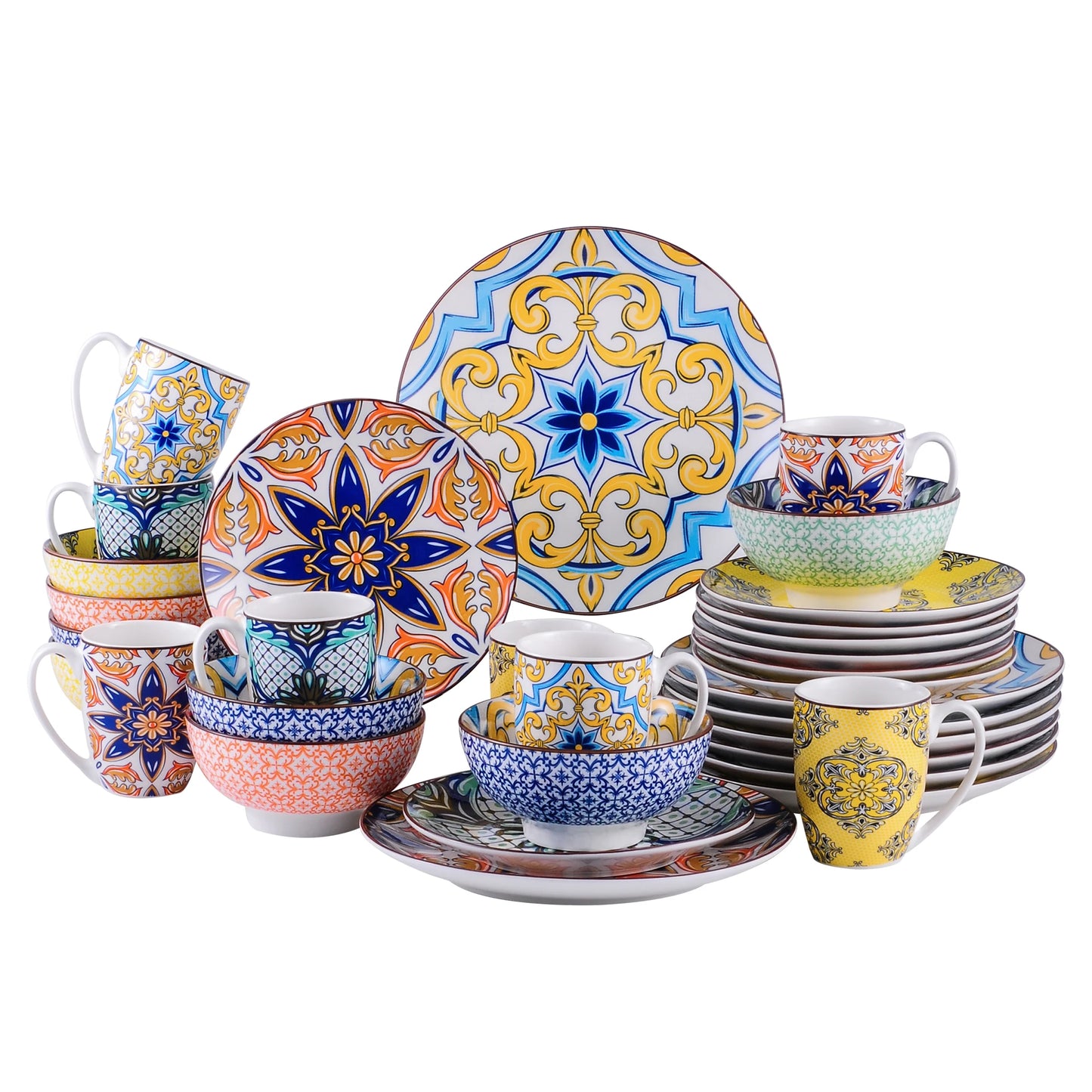 Vancasso Jasmin Pattern Dinnerware Set with Vibrant Colors