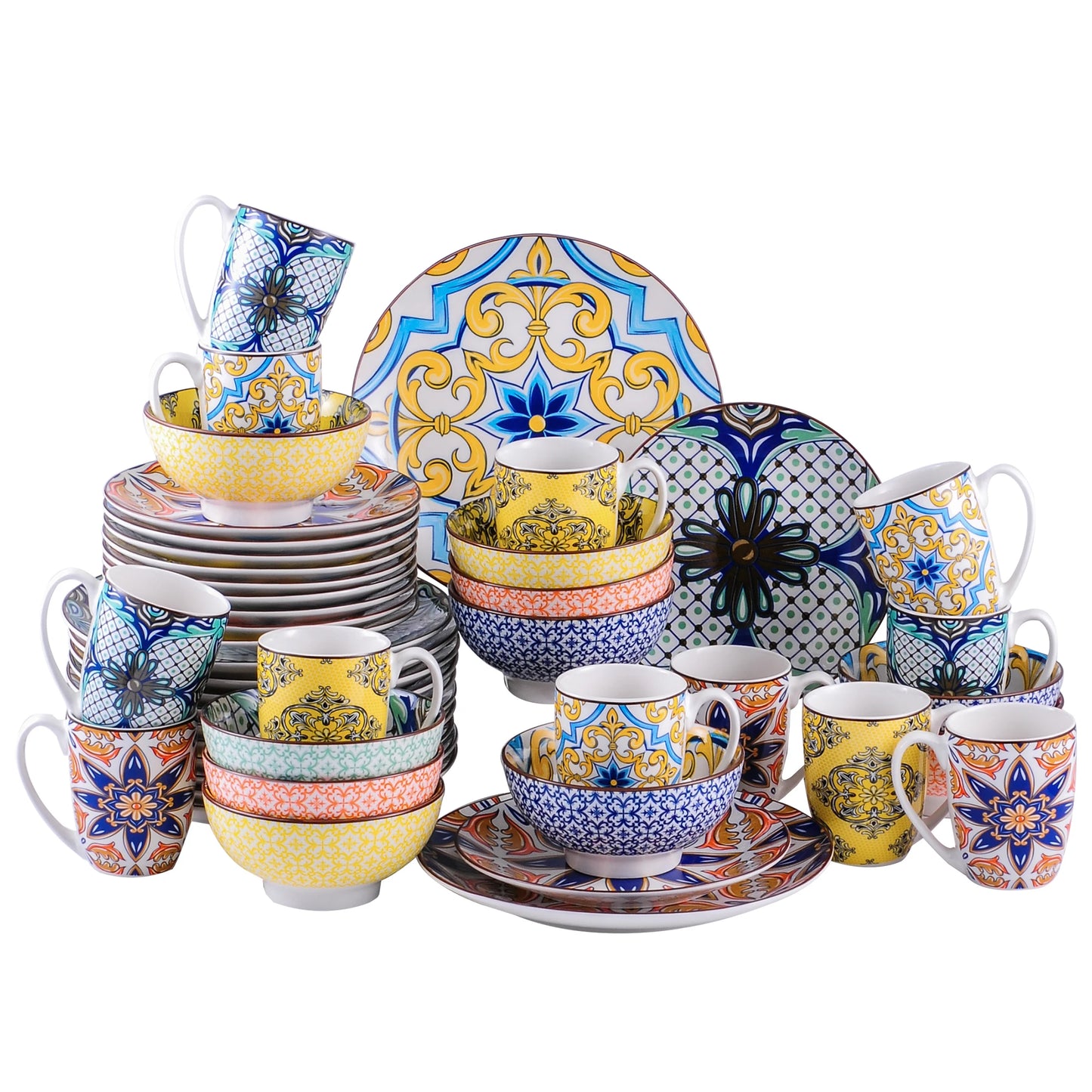 Vancasso Jasmin Pattern Dinnerware Set with Vibrant Colors