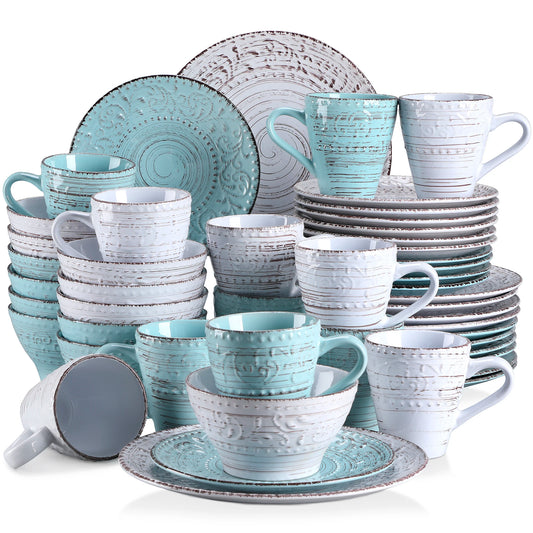 vancasso VINE 16/32/48 Ceremic Plates Dinner Set Stoneware Tableware Set with Dinner Plate,Dessert Plate,Bowl,Mug for 12 Person