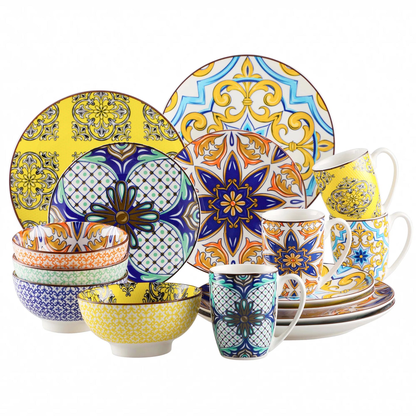 Vancasso Jasmin Pattern Dinnerware Set with Vibrant Colors