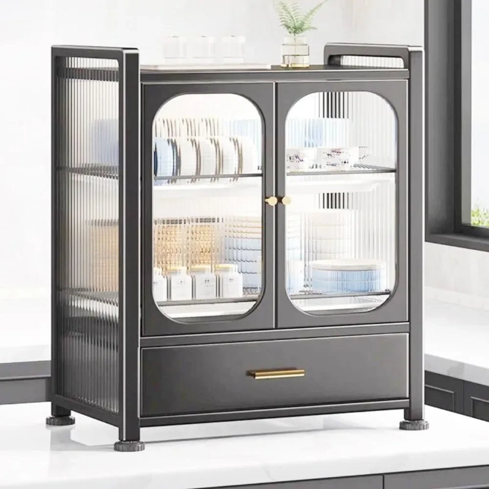Grey 3 Tier Steel Dish Drying Rack For Kitchen Countertop