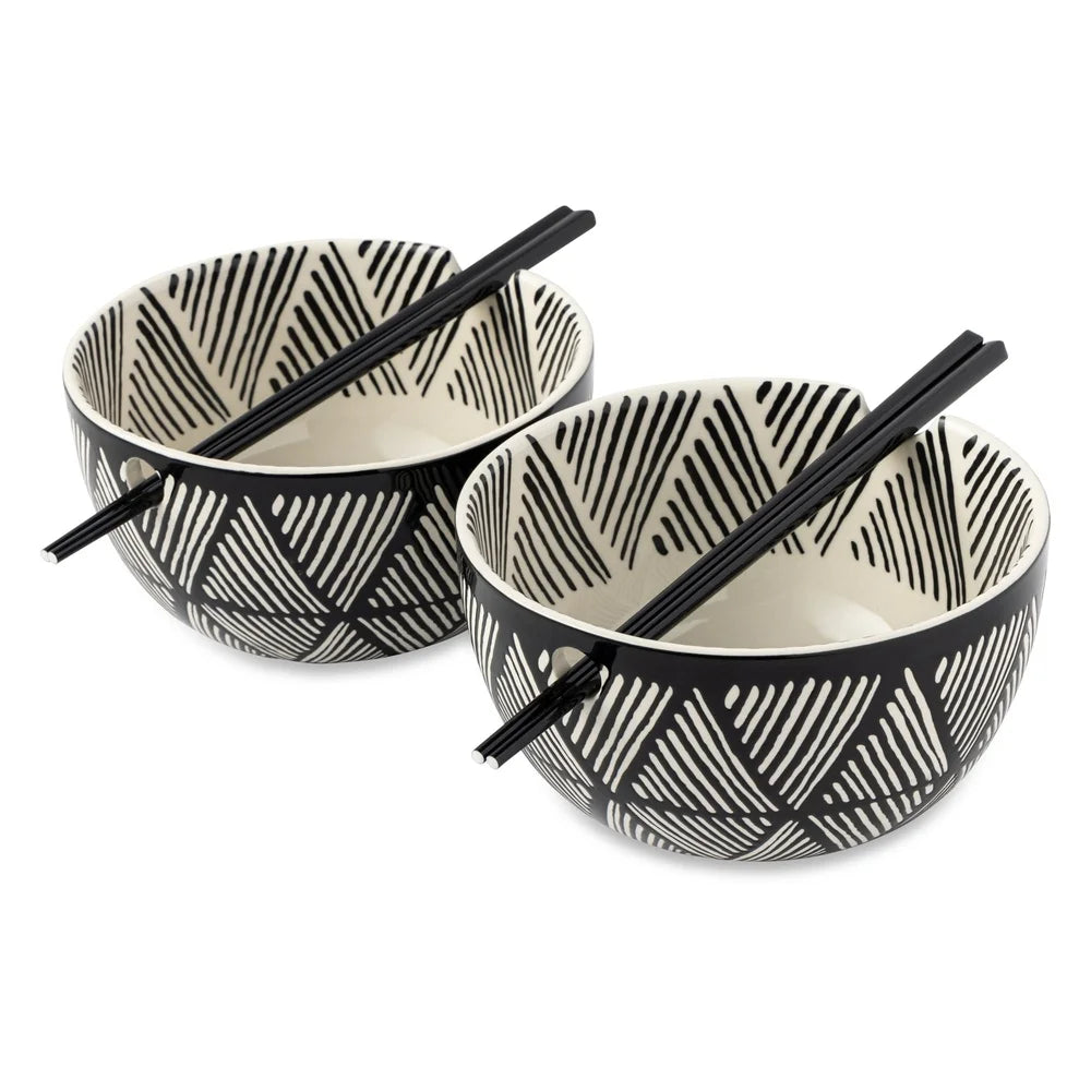 DUTRIEUX 2 Pack Ramen Bowls Set Ceramic With Chopsticks