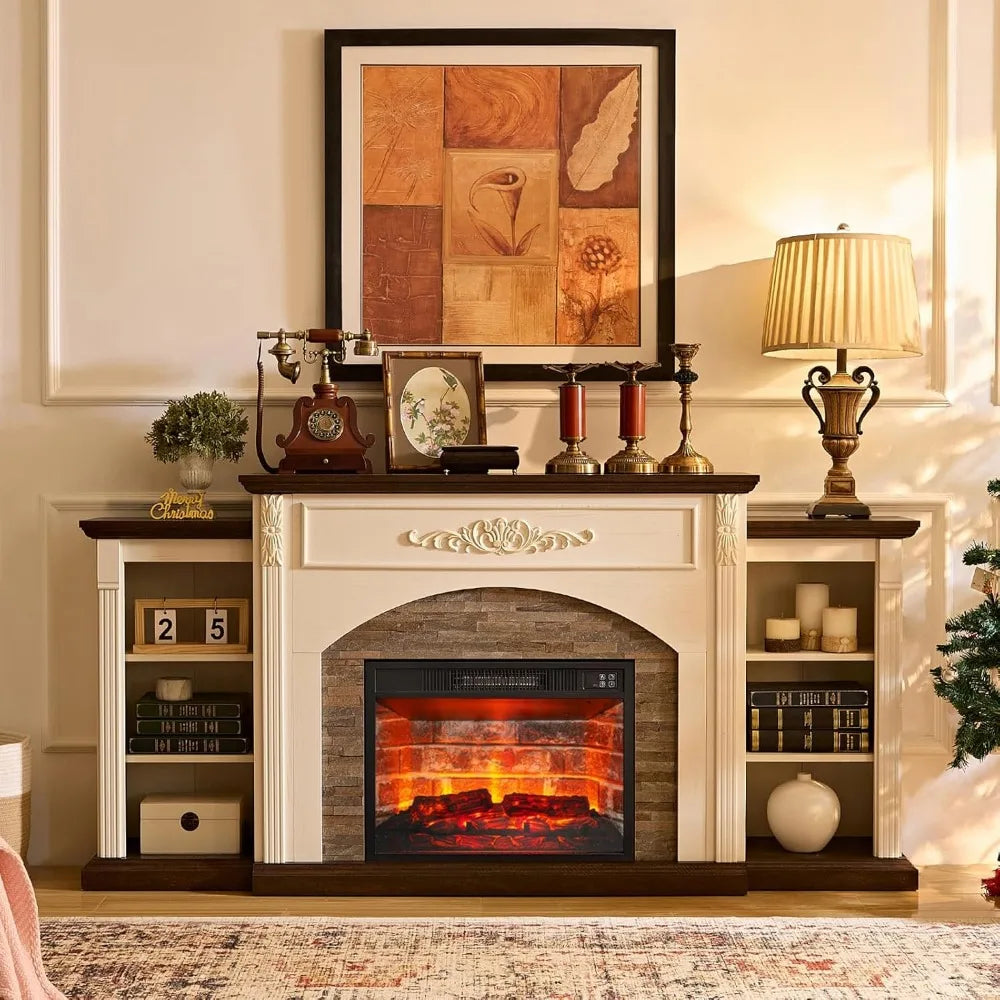 72 Inch Electric Fireplace TV Stand Farmhouse Center