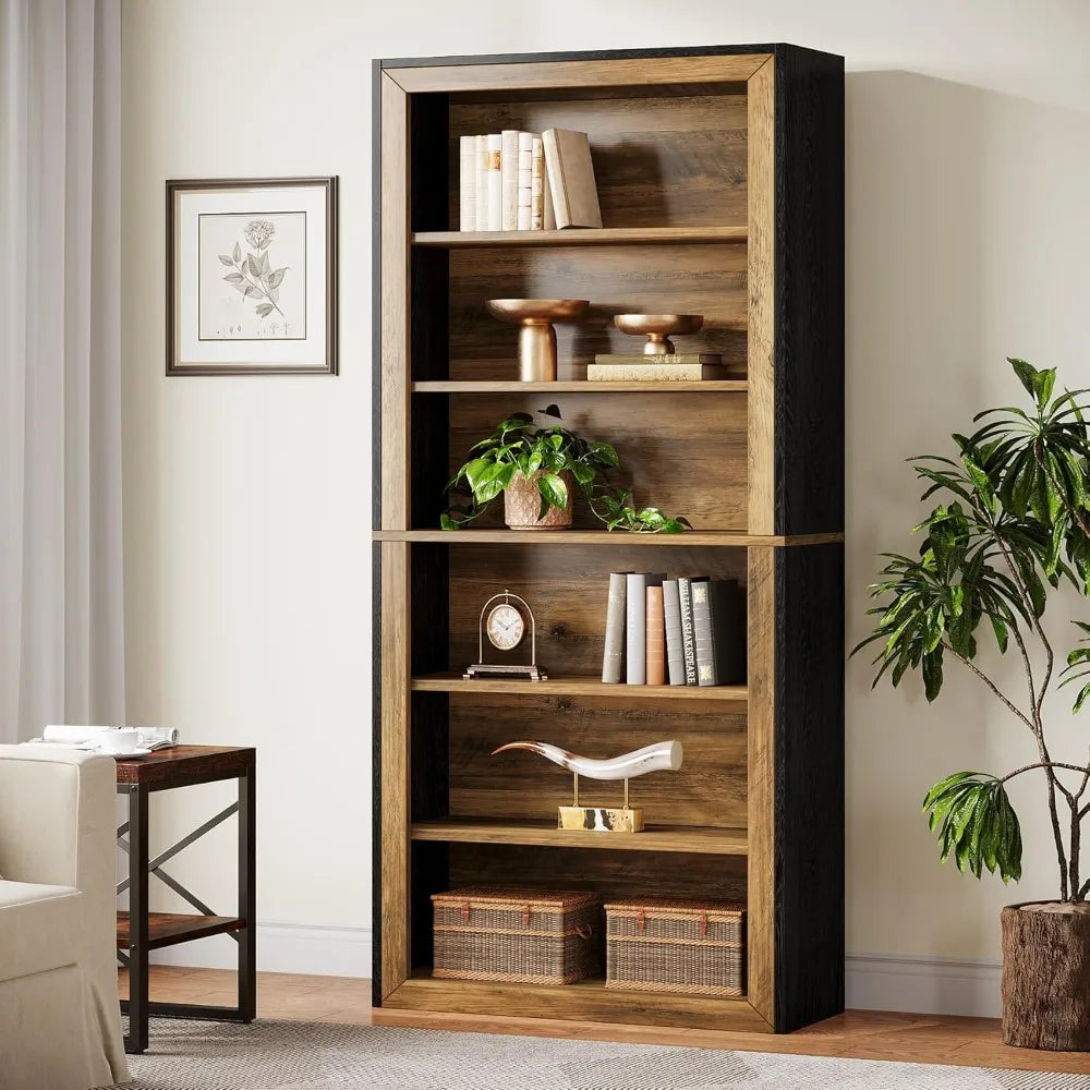 Tall 74.4 Inches 7 Tier Wood Open Display Floor TV Stand