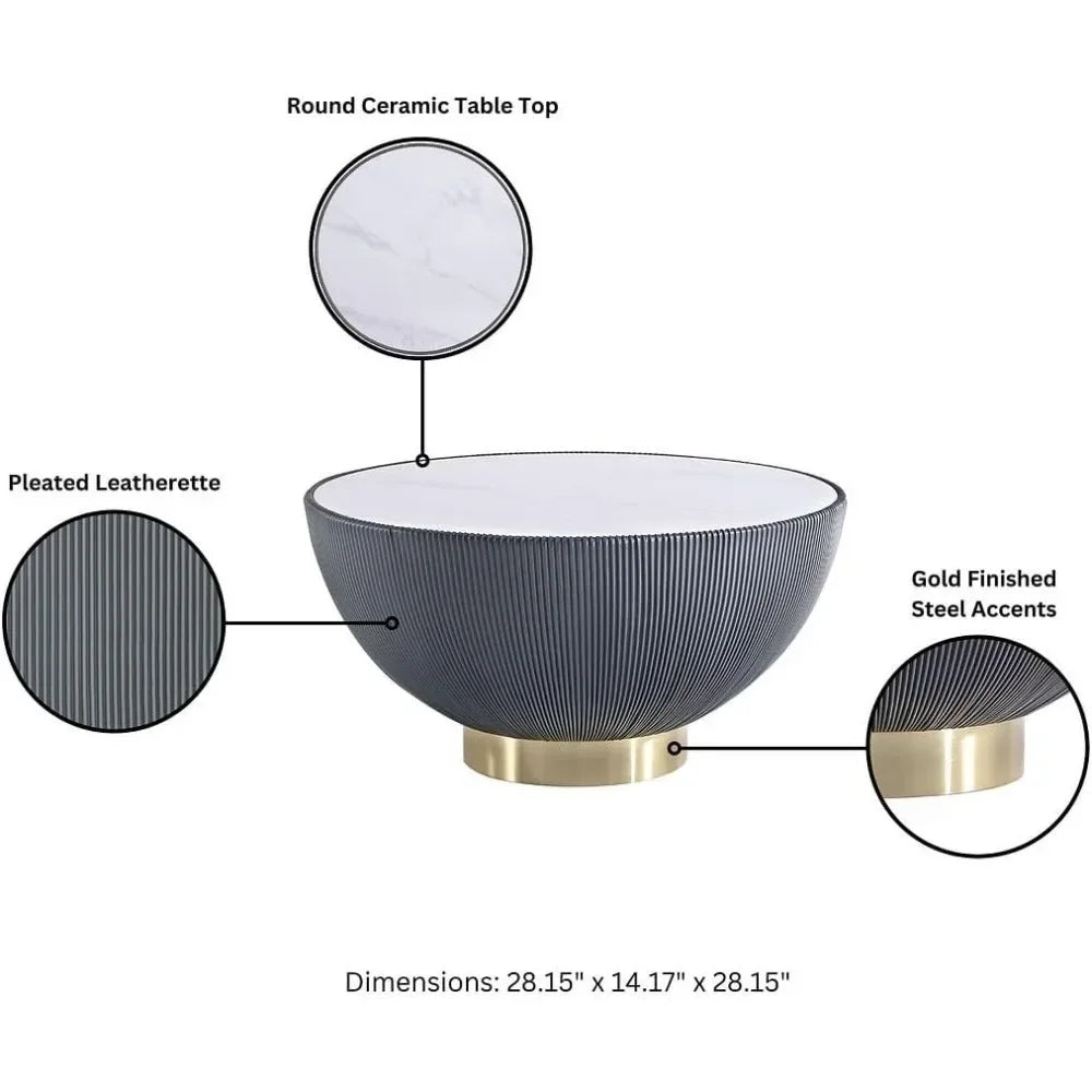 Anderson Modern Round Coffee Table 28.15in Ceramic Marble